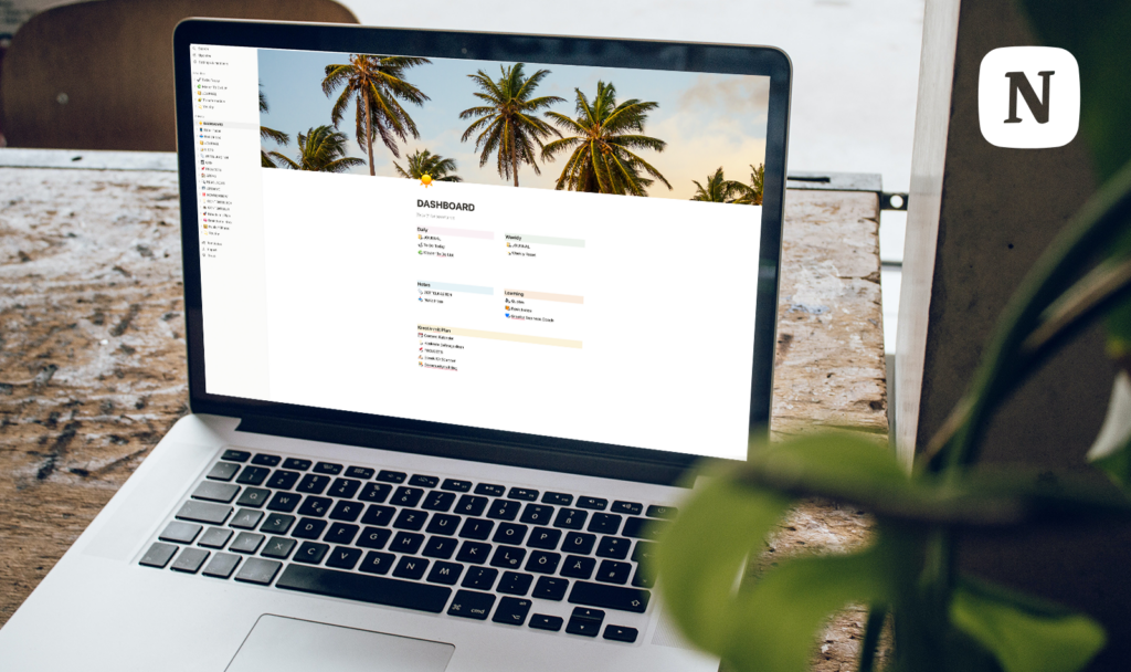 notion dashboard laptop